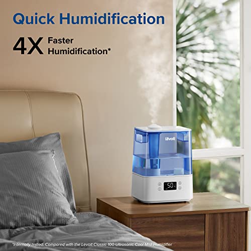 LEVOIT Humidifiers for Bedroom Large Room Home, 6L Cool Mist Top Fill Essential Oil Diffuser for Baby and Plants, Smart App & Voice Control, Rapid Humidification and Humidity Setting, Quiet Sleep Mode